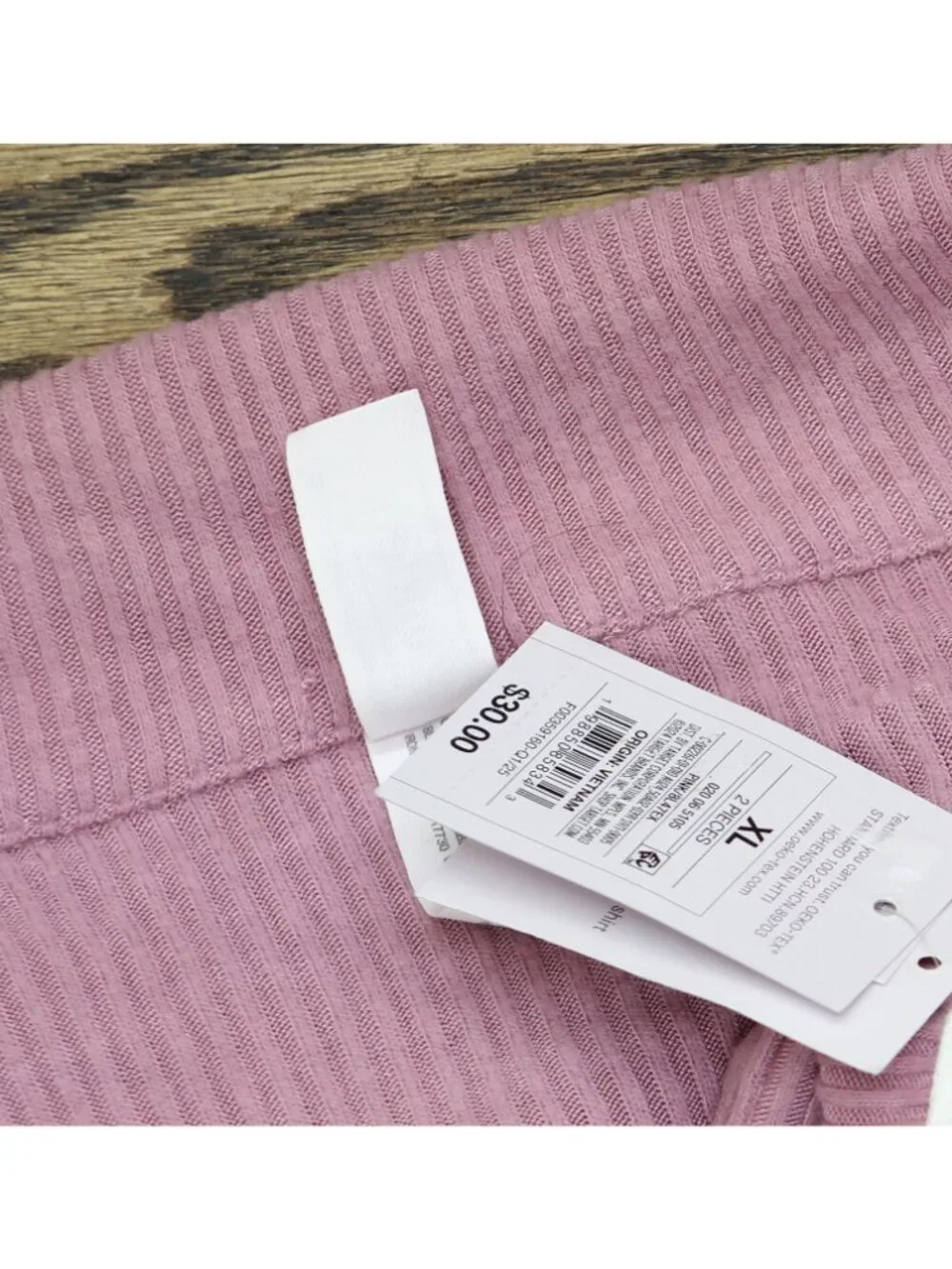 Auden Cozy Ribbed Notch Collar Long Sleeve Pajama Top 94437831 Pink XL